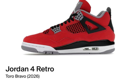 Jordan 4 retro toro bravo (2026)