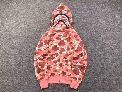 BAPE X BARBIE DOT CAMO SHARK FULL ZIP HOODIE PINK
