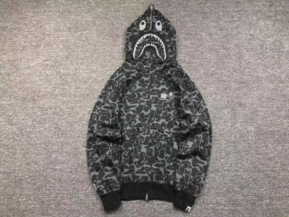 BAPE X DOVER STREET MARKET SPECIAL CAMO SHARK FULL ZIP HOODIE BLACK