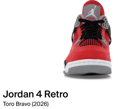 Jordan 4 retro toro bravo (2026)