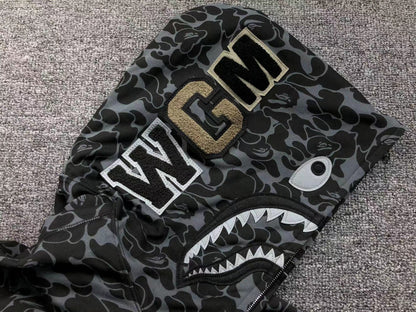 BAPE X DOVER STREET MARKET SPECIAL CAMO SHARK FULL ZIP HOODIE BLACK