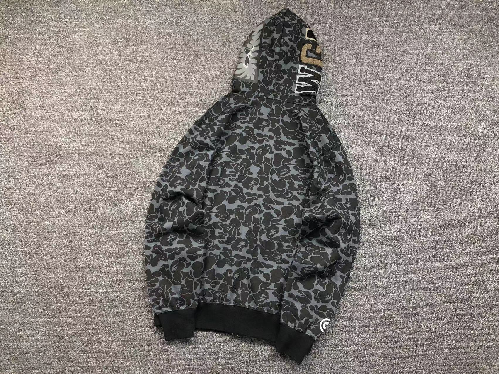 BAPE X DOVER STREET MARKET SPECIAL CAMO SHARK FULL ZIP HOODIE BLACK