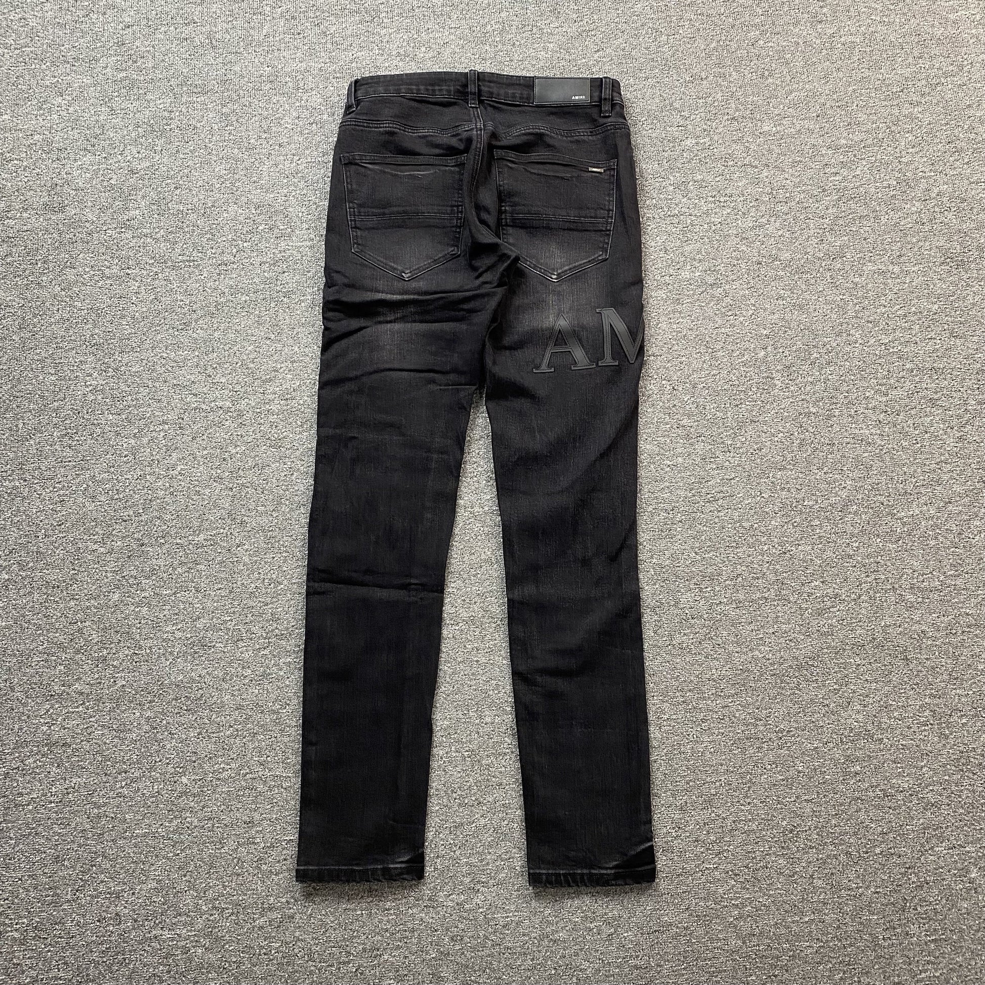 AMIRI CORE APPLIQUE BLACK LEATHER JEANS