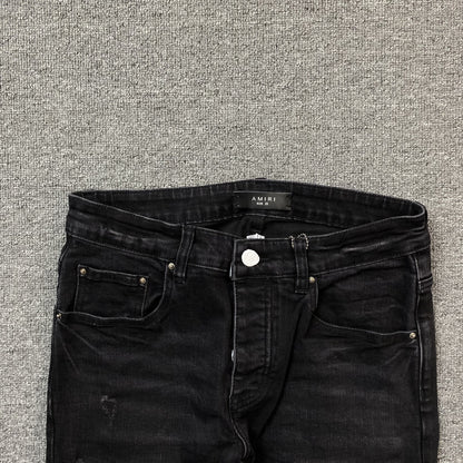AMIRI CORE APPLIQUE BLACK LEATHER JEANS