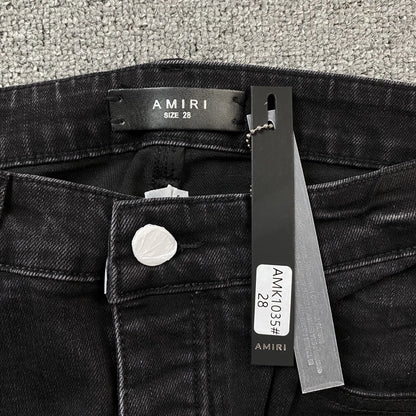 AMIRI CORE APPLIQUE BLACK LEATHER JEANS