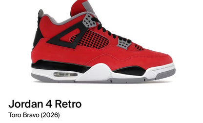 Jordan 4 retro toro bravo (2026)