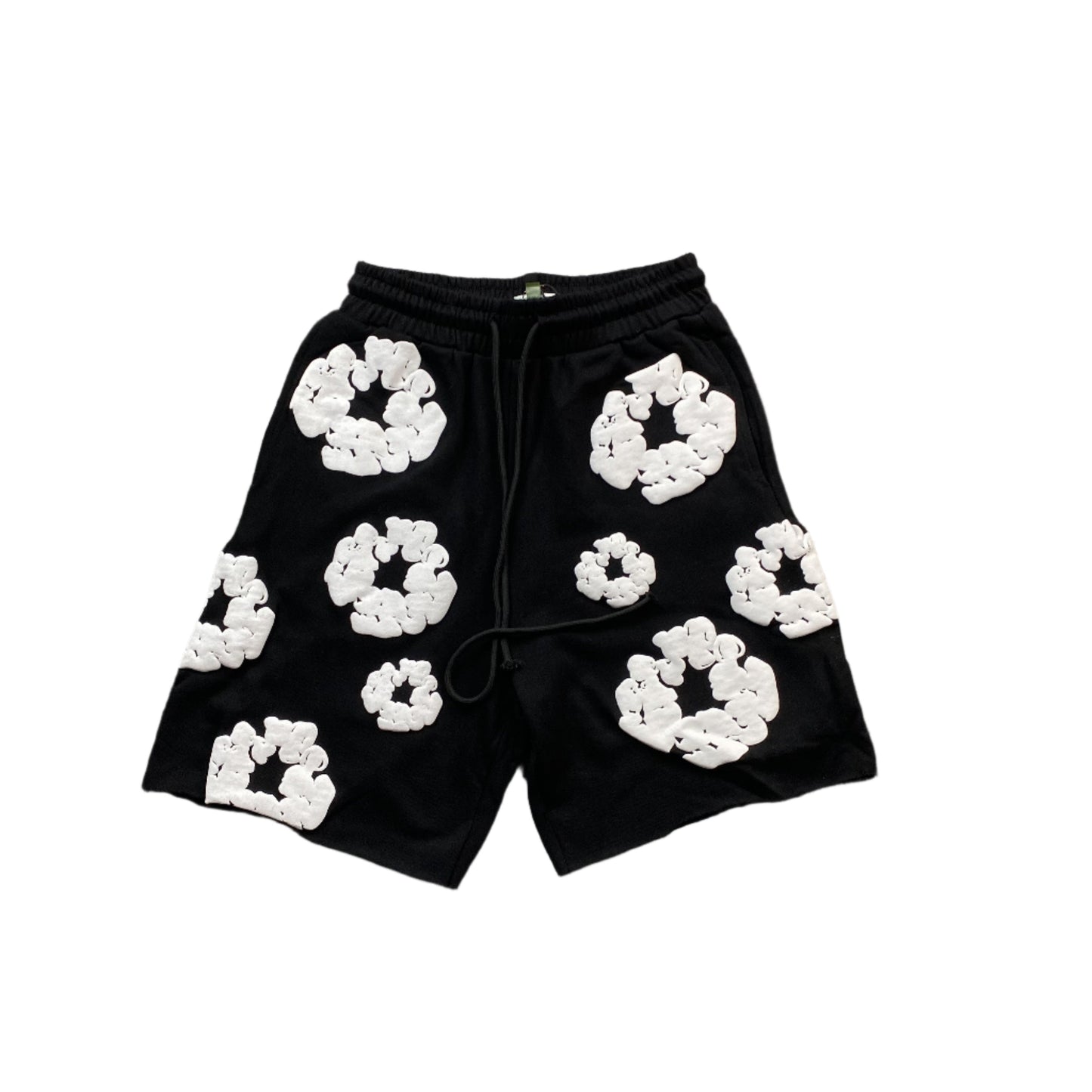 DENIM TEARS COTTON WREATH SHORTS MONOCHROME BLACK