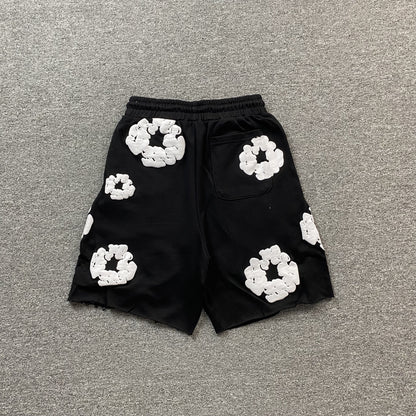 DENIM TEARS COTTON WREATH SHORTS MONOCHROME BLACK