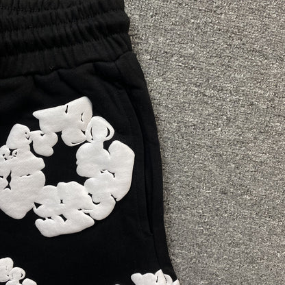 DENIM TEARS COTTON WREATH SHORTS MONOCHROME BLACK