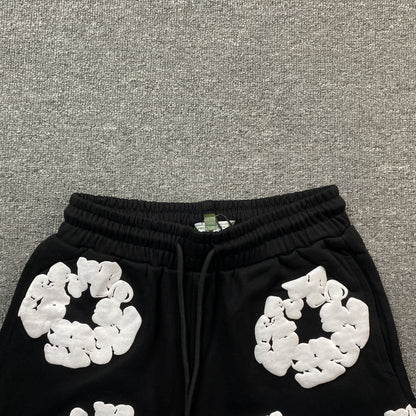 DENIM TEARS COTTON WREATH SHORTS MONOCHROME BLACK