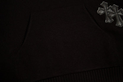 CHROME HEARTS BLACK CROSS PATCH HOODIE BLACK