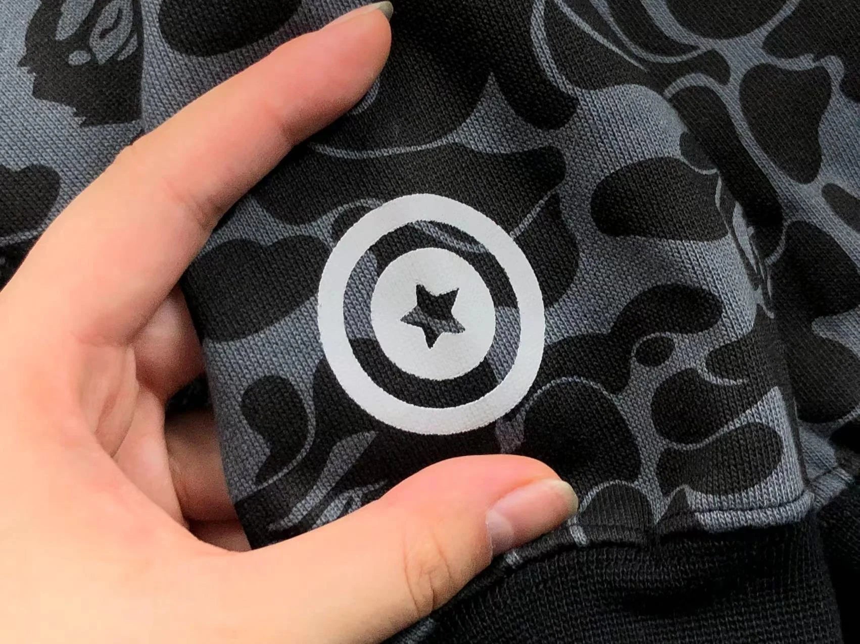 BAPE X DOVER STREET MARKET SPECIAL CAMO SHARK FULL ZIP HOODIE BLACK