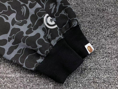 BAPE X DOVER STREET MARKET SPECIAL CAMO SHARK FULL ZIP HOODIE BLACK