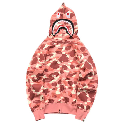 BAPE X BARBIE DOT CAMO SHARK FULL ZIP HOODIE PINK