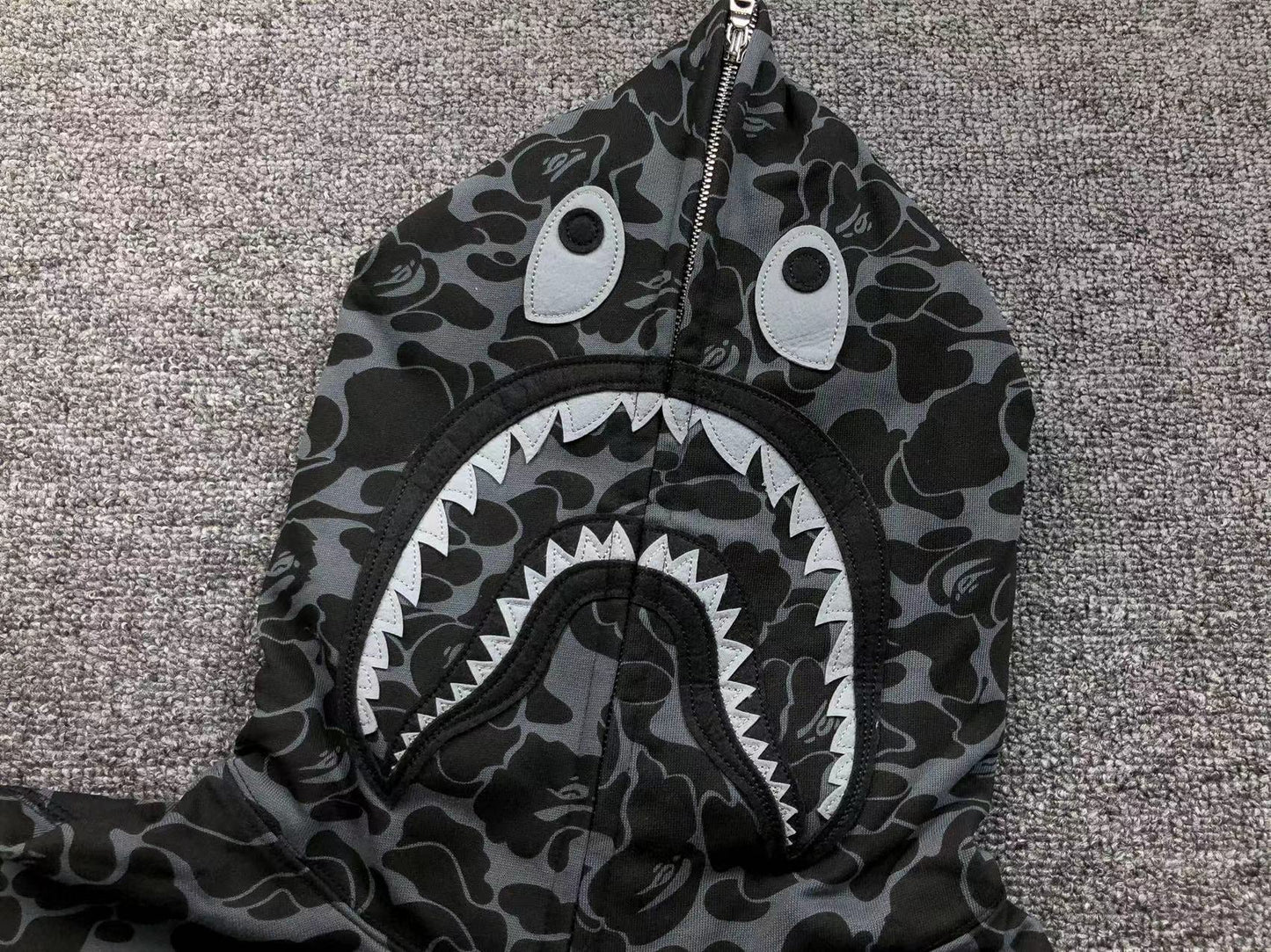 BAPE X DOVER STREET MARKET SPECIAL CAMO SHARK FULL ZIP HOODIE BLACK