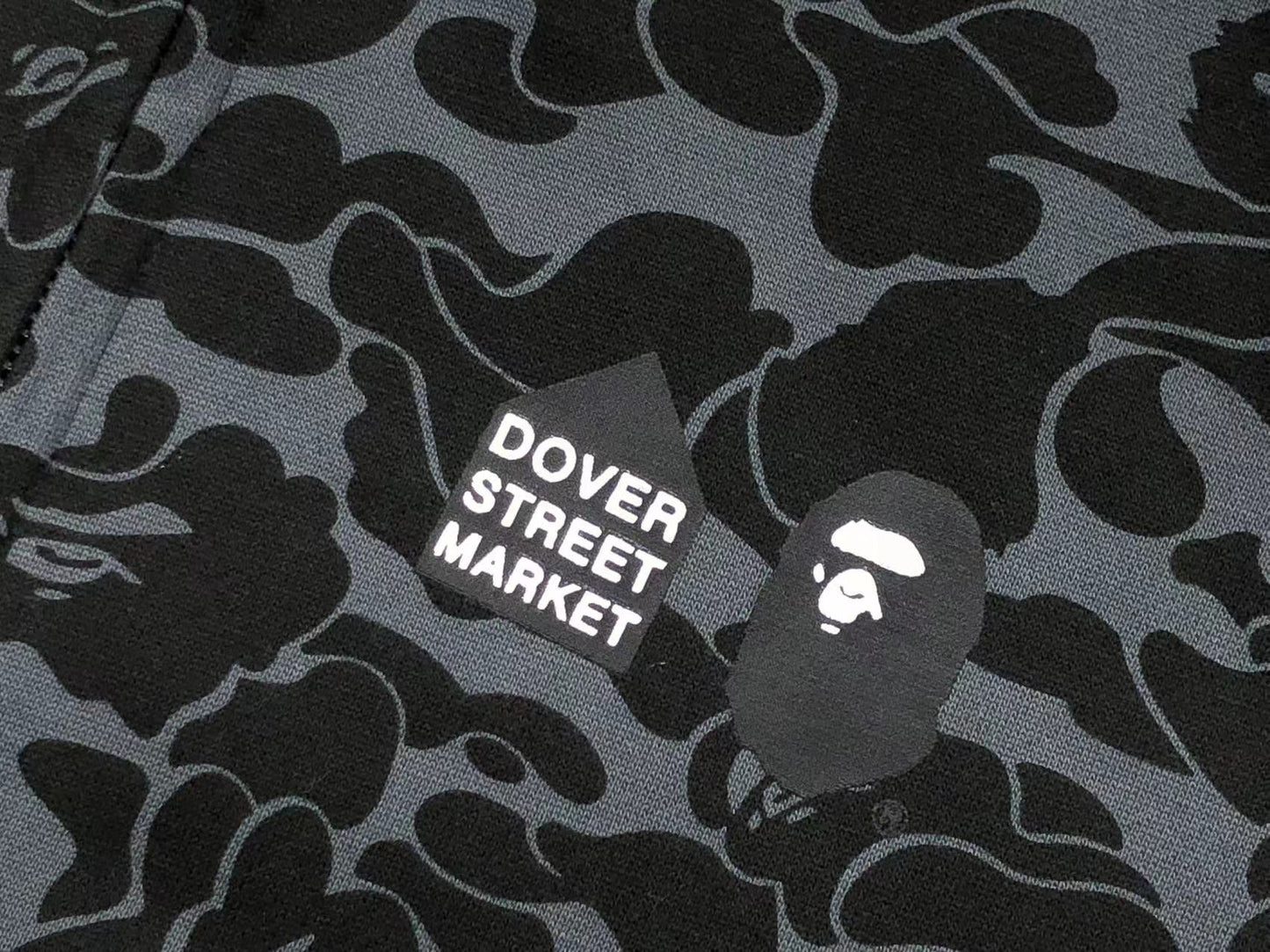 BAPE X DOVER STREET MARKET SPECIAL CAMO SHARK FULL ZIP HOODIE BLACK